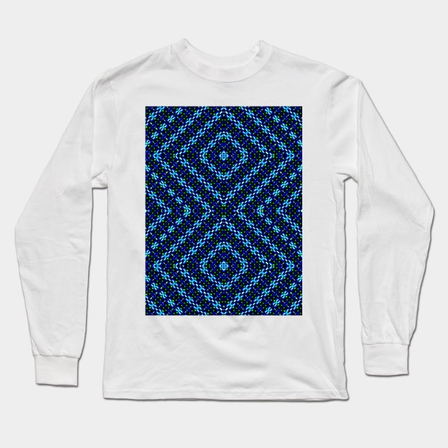 Blue Stitch Pattern Long Sleeve T-Shirt by Amanda1775